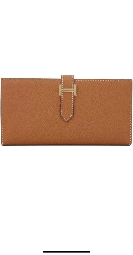 100% Authentic Hermes Bearn Wallet Gold Women Folded Wallet Gift Xmas